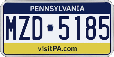 PA license plate MZD5185