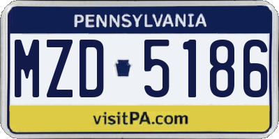 PA license plate MZD5186