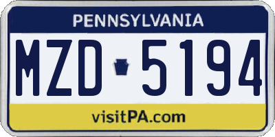 PA license plate MZD5194