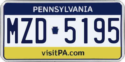 PA license plate MZD5195