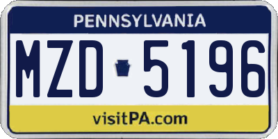 PA license plate MZD5196