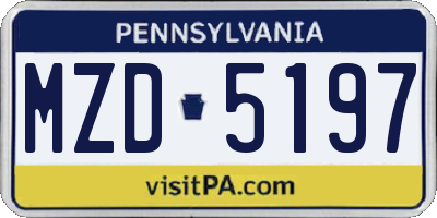 PA license plate MZD5197