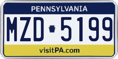 PA license plate MZD5199