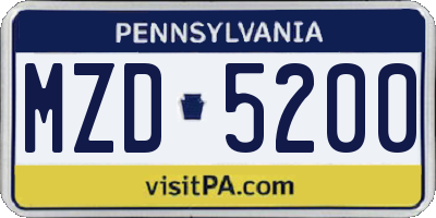 PA license plate MZD5200
