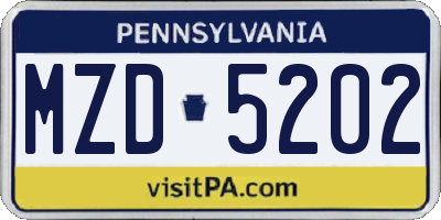 PA license plate MZD5202