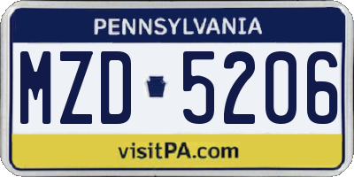 PA license plate MZD5206