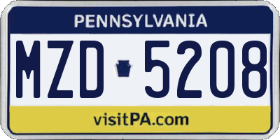 PA license plate MZD5208