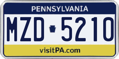PA license plate MZD5210