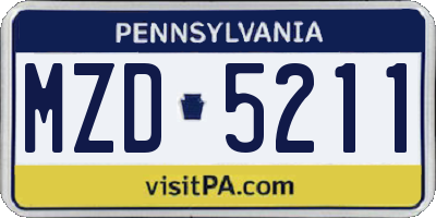 PA license plate MZD5211