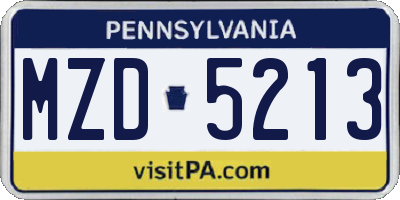 PA license plate MZD5213