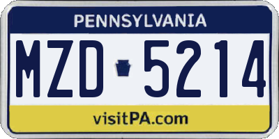 PA license plate MZD5214