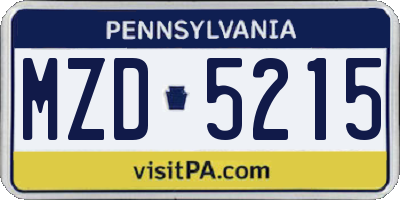 PA license plate MZD5215