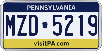 PA license plate MZD5219