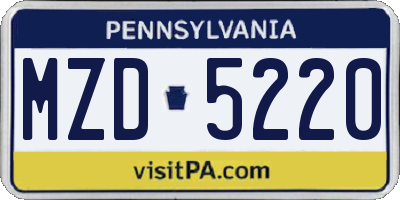 PA license plate MZD5220