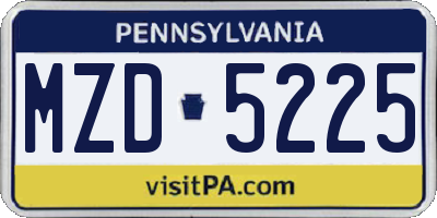 PA license plate MZD5225