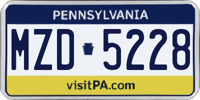 PA license plate MZD5228