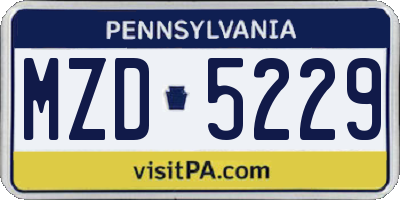 PA license plate MZD5229