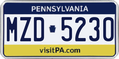 PA license plate MZD5230