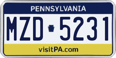 PA license plate MZD5231