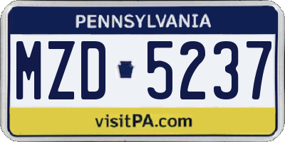 PA license plate MZD5237