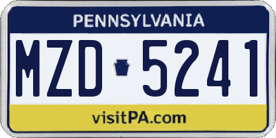 PA license plate MZD5241
