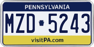 PA license plate MZD5243