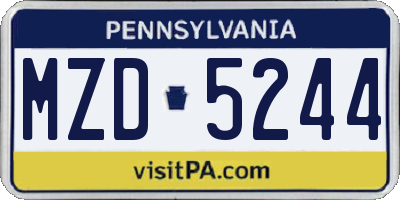 PA license plate MZD5244