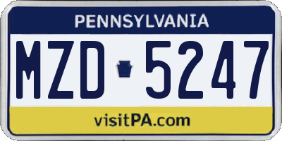 PA license plate MZD5247