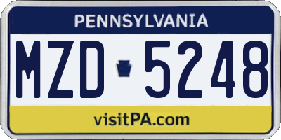 PA license plate MZD5248