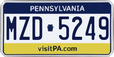 PA license plate MZD5249