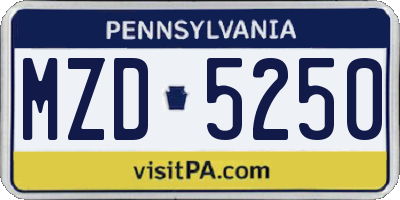 PA license plate MZD5250