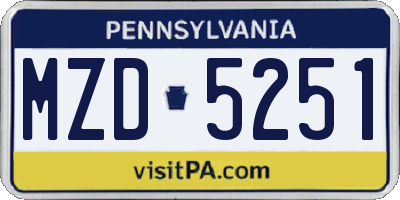 PA license plate MZD5251