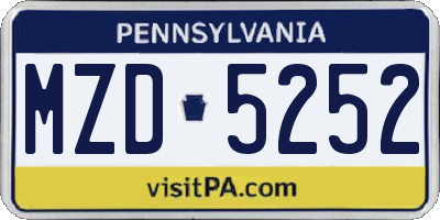 PA license plate MZD5252