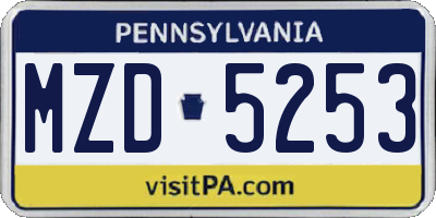 PA license plate MZD5253