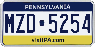 PA license plate MZD5254