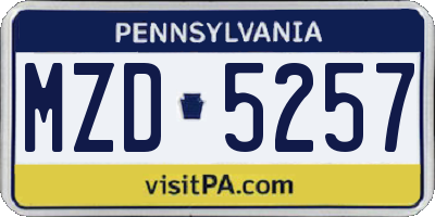 PA license plate MZD5257