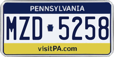 PA license plate MZD5258