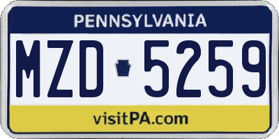 PA license plate MZD5259