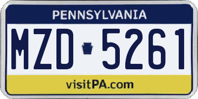 PA license plate MZD5261