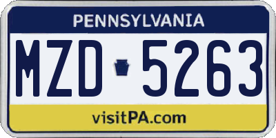 PA license plate MZD5263