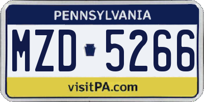 PA license plate MZD5266
