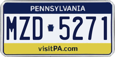 PA license plate MZD5271