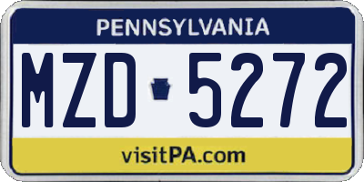PA license plate MZD5272