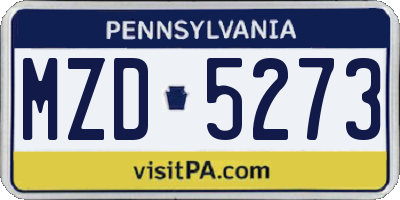 PA license plate MZD5273