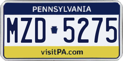 PA license plate MZD5275