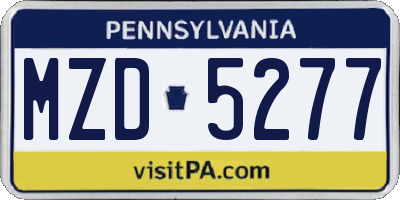 PA license plate MZD5277