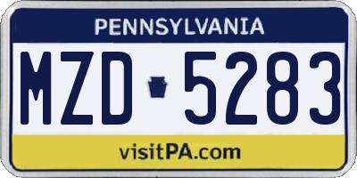 PA license plate MZD5283
