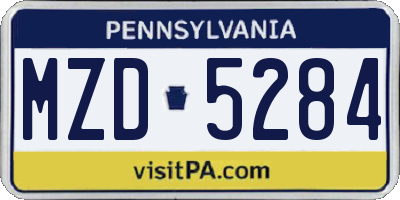 PA license plate MZD5284