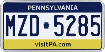 PA license plate MZD5285