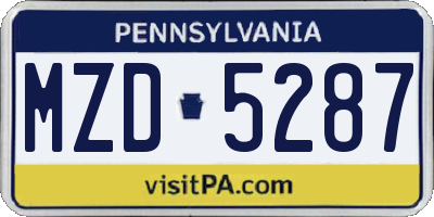 PA license plate MZD5287